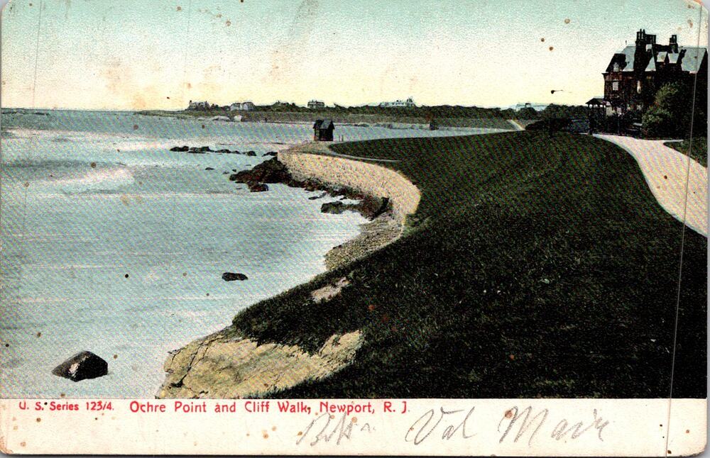 Ochre Point & Cliff Walk in Newport 1907 Vintage Postcard SP17-30